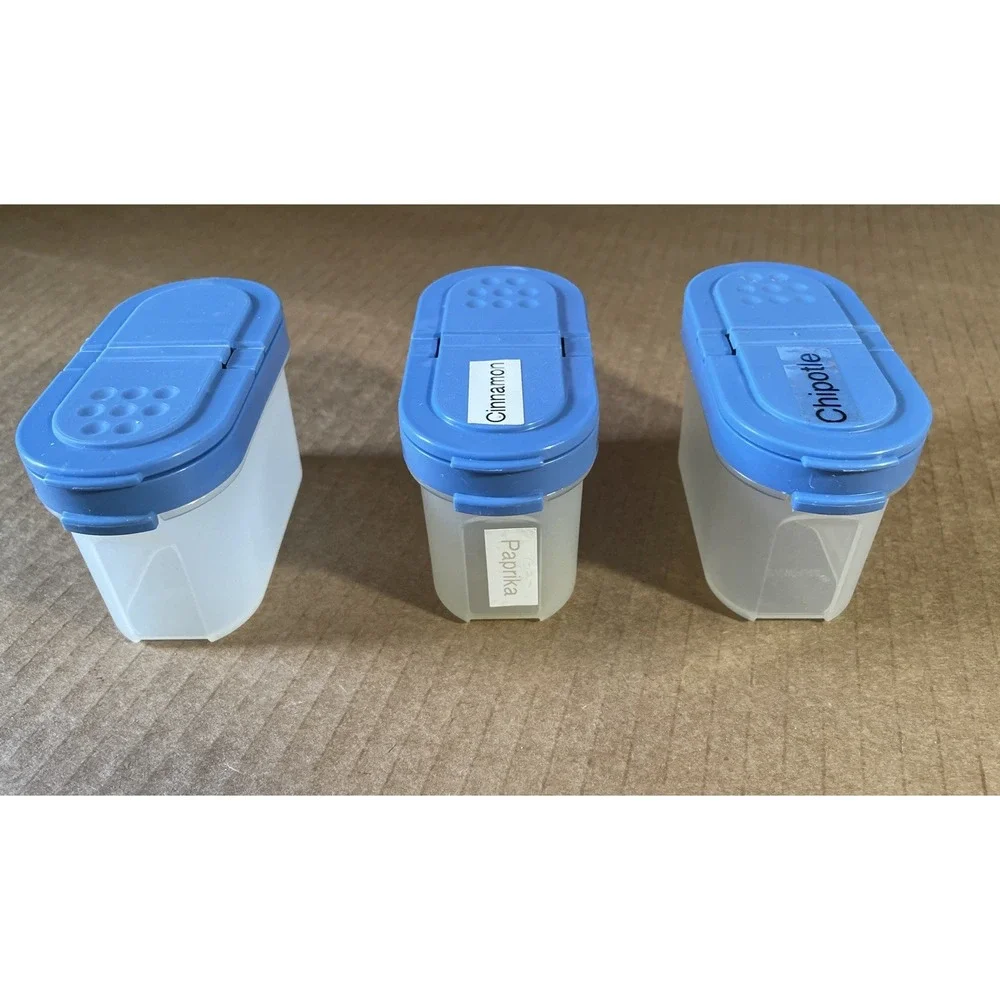 3 Tupperware #1843 Modular Mates Spice Shaker Container Small Blue‎